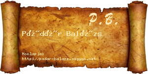 Pádár Balázs névjegykártya